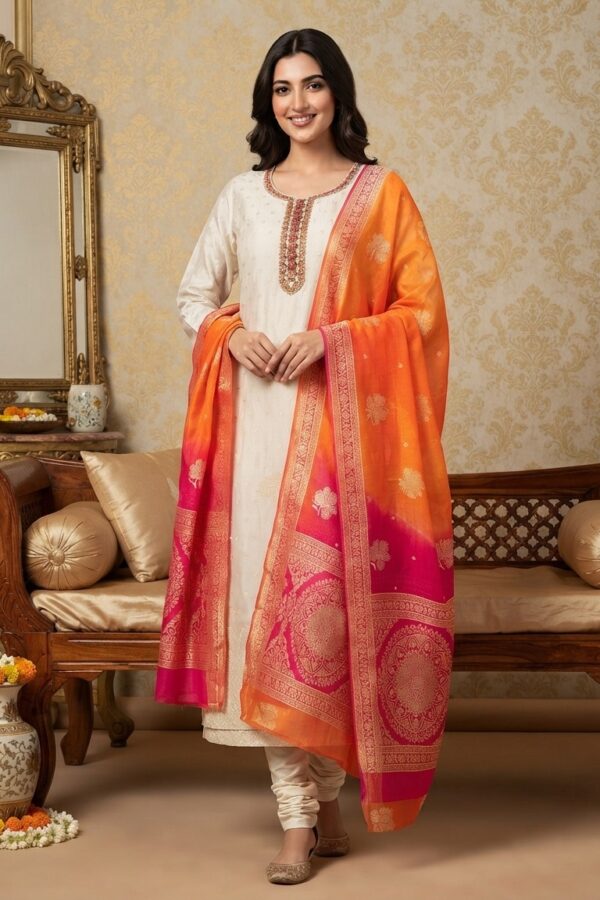 Festive Chanderi Silk Suit with Traditional Motifs